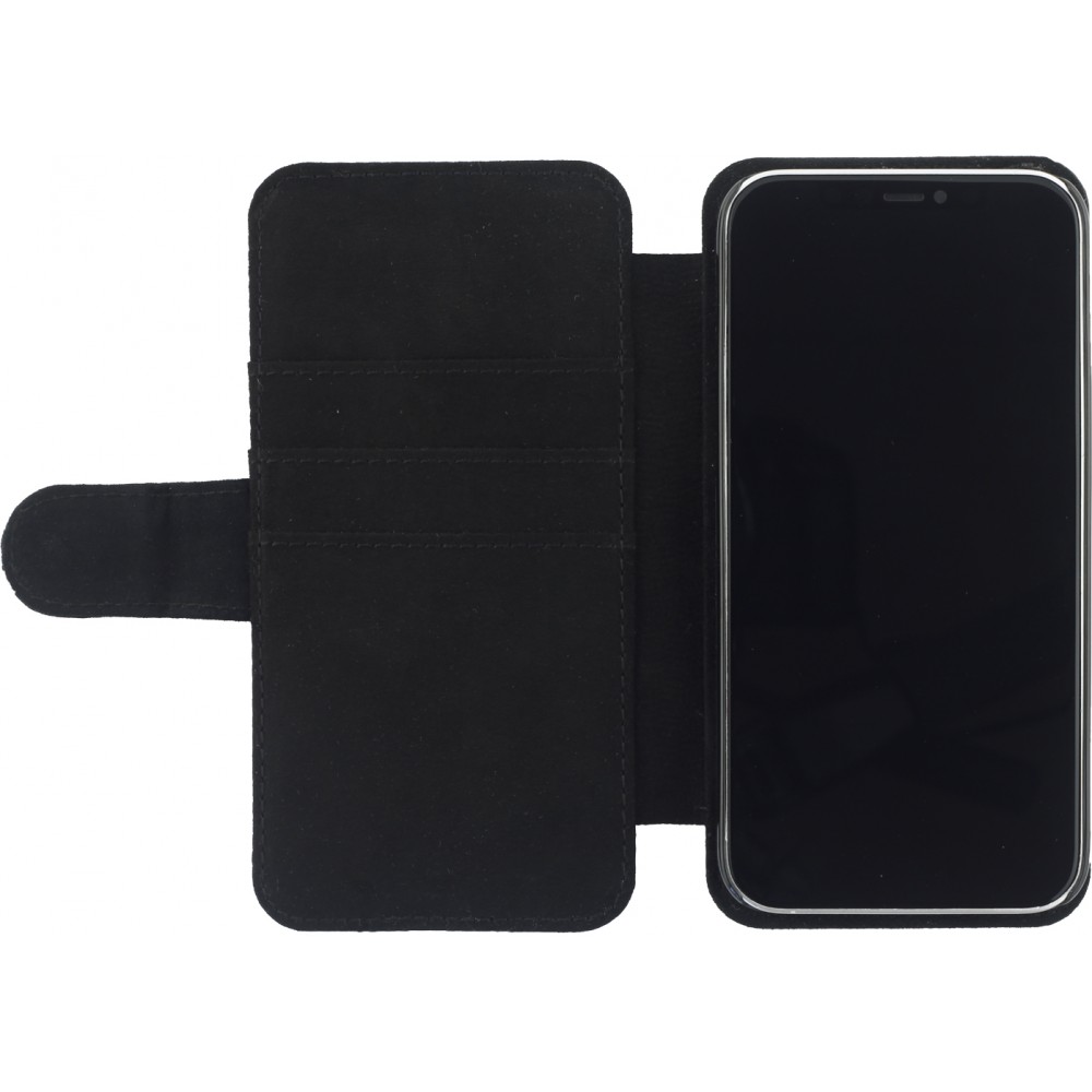 Coque iPhone 12 / 12 Pro - Wallet noir Carbon Basic