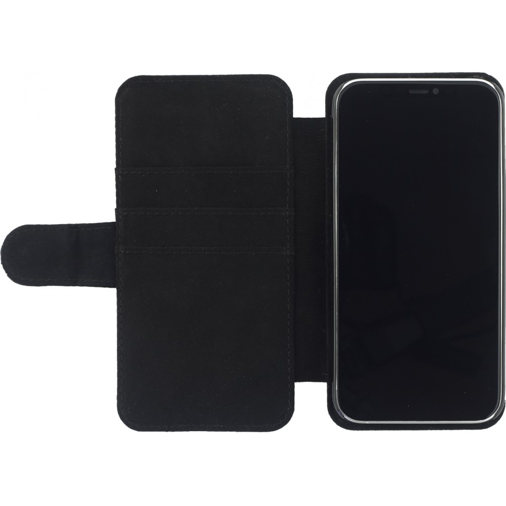 Coque iPhone 12 / 12 Pro - Wallet noir Cat eyes
