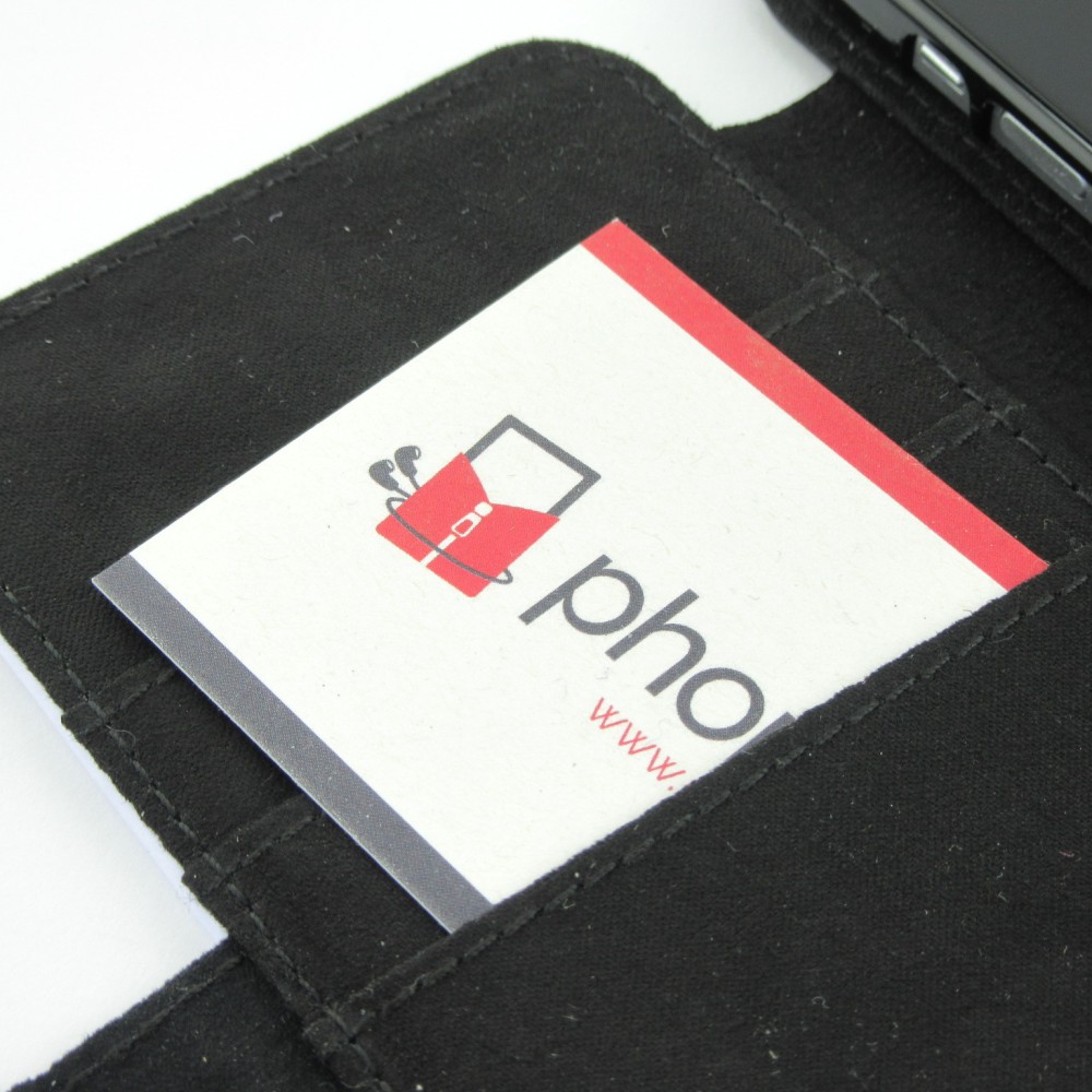 Coque iPhone 12 / 12 Pro - Wallet noir Cat eyes
