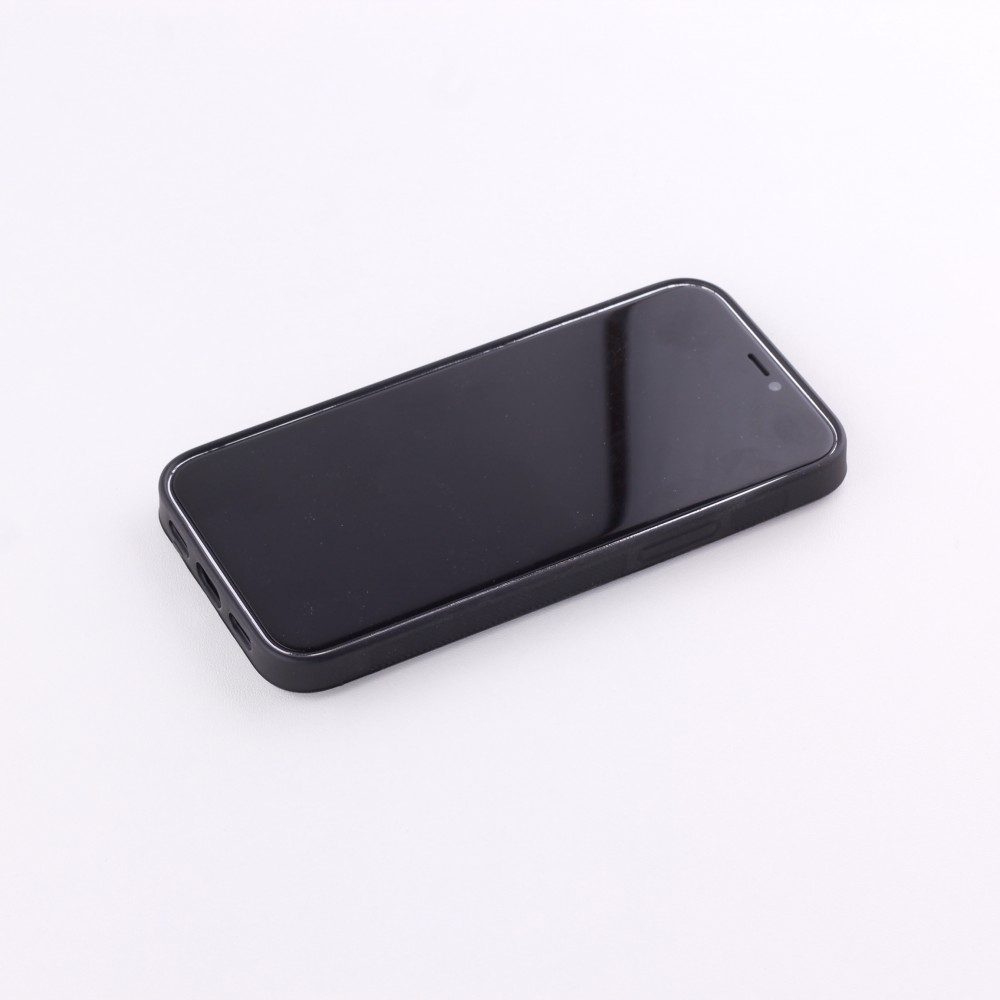 Coque iPhone 12 mini - Silicone rigide noir Flowers space