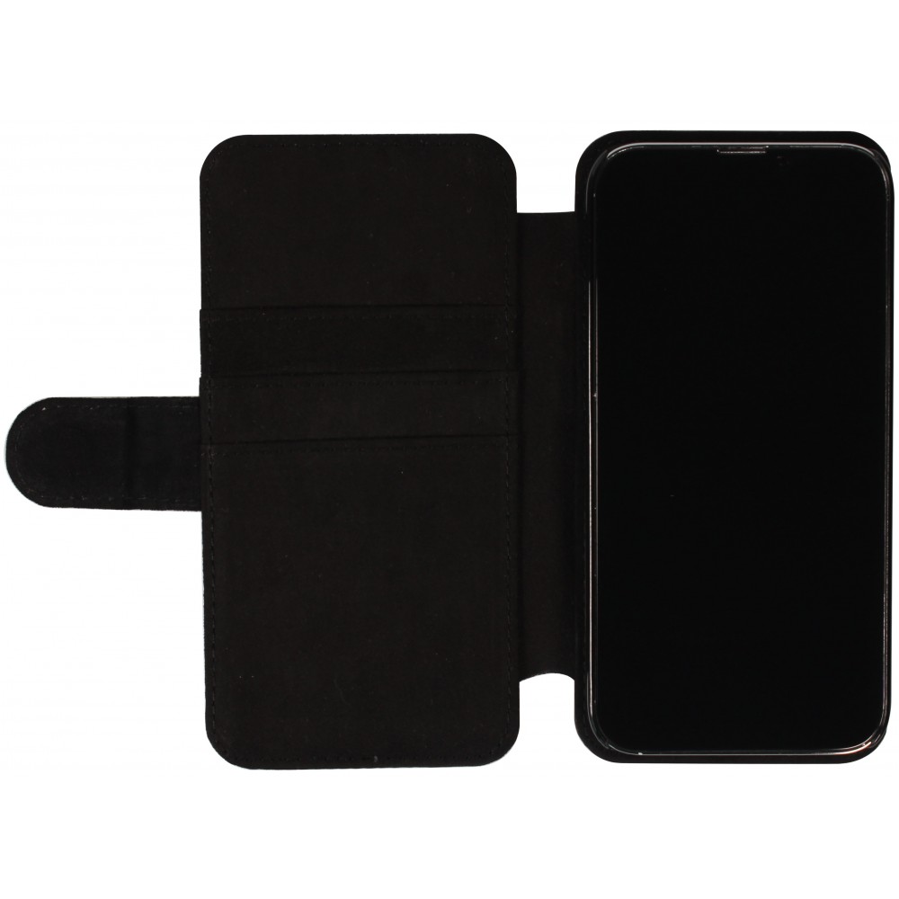 Coque iPhone 14 Pro Max - Wallet noir Valentine 2024 Coeur Noir Abstrait