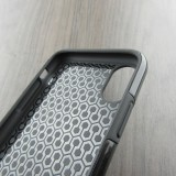iPhone X / Xs Case Hülle - Hybrid Armor schwarz Mini-Dino-Muster violett