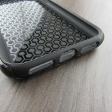 iPhone X / Xs Case Hülle - Hybrid Armor schwarz Mini-Dino-Muster violett