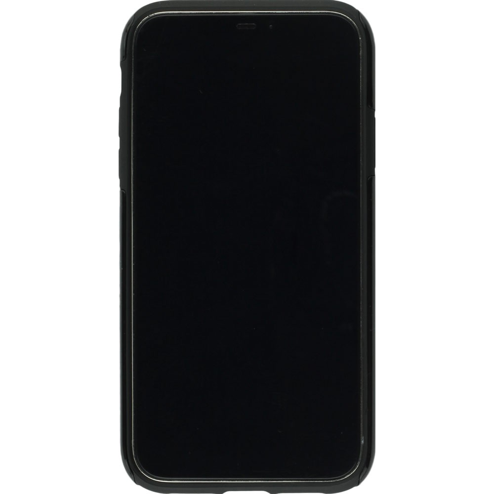 Coque iPhone XR - Hybrid Armor noir Chat sur fond violet
