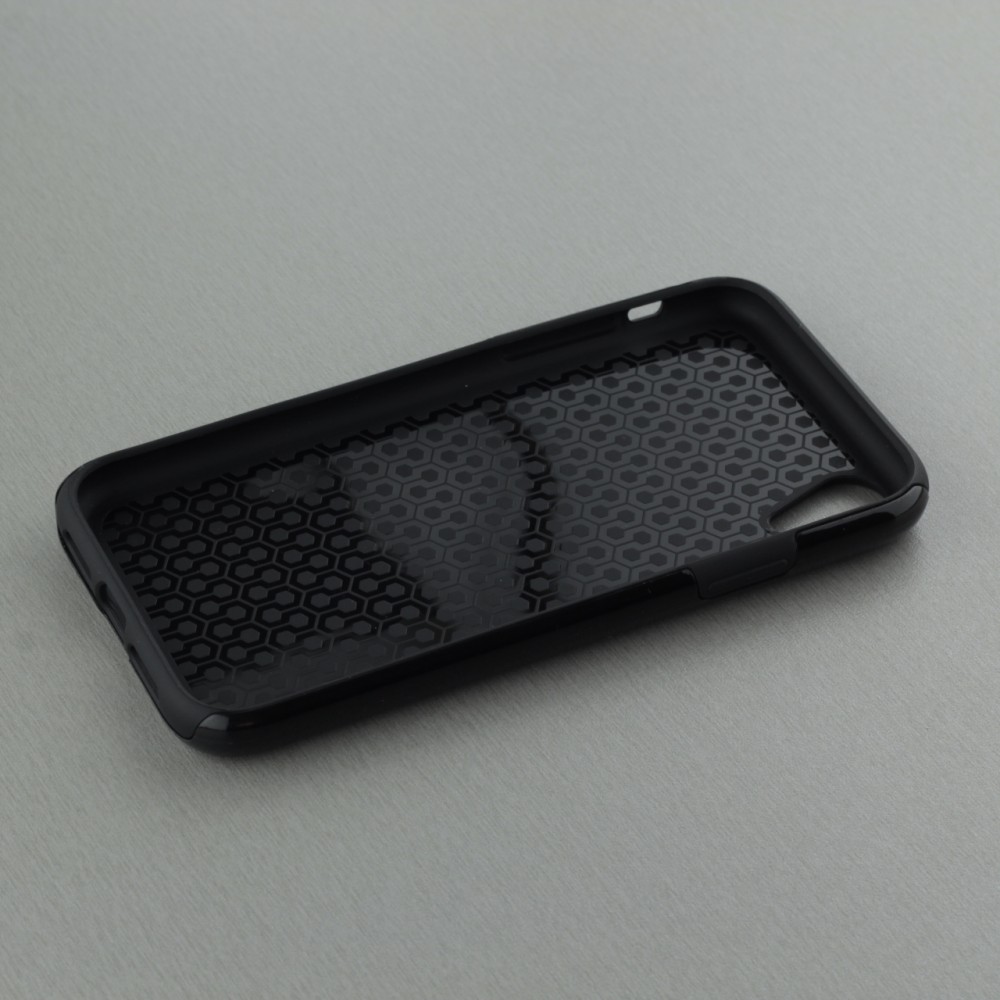 Coque iPhone XR - Hybrid Armor noir Chat sur fond violet