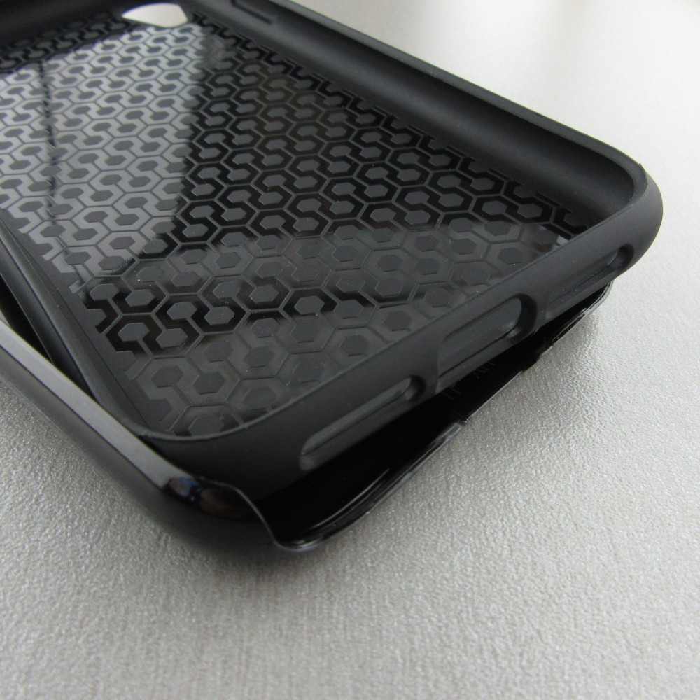 Coque iPhone XR - Hybrid Armor noir Chat sur fond violet