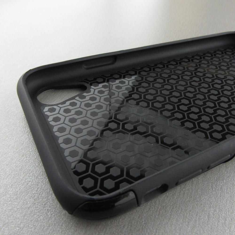 Coque iPhone XR - Hybrid Armor noir Chat sur fond violet