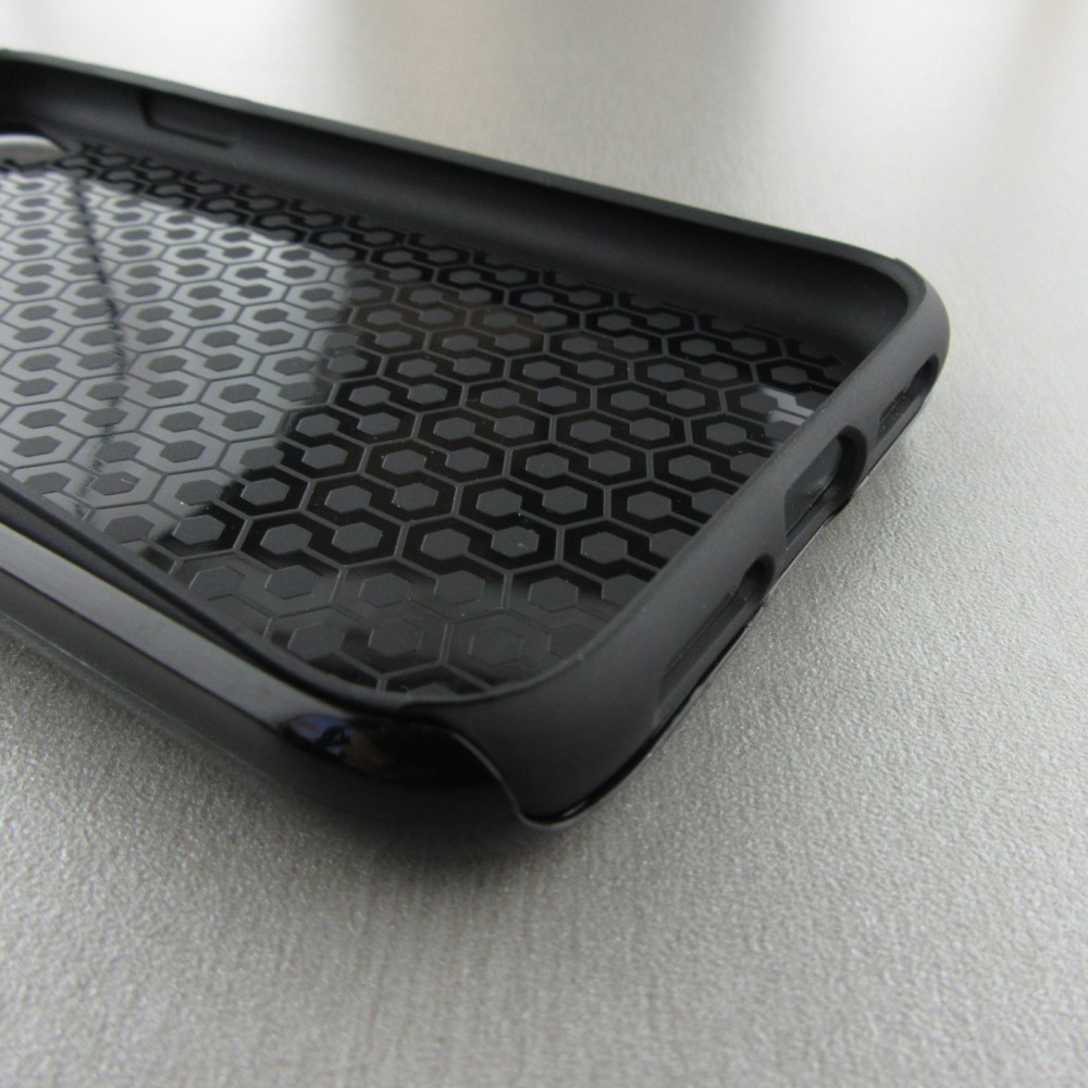 Coque iPhone XR - Hybrid Armor noir Chat sur fond violet