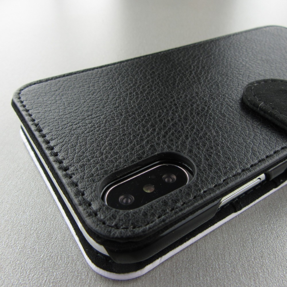 Coque iPhone Xs Max - Wallet noir Carbon Basic