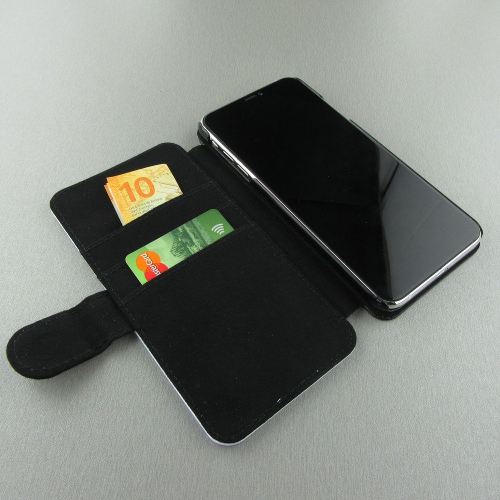 Coque iPhone Xs Max - Wallet noir Carbon Basic