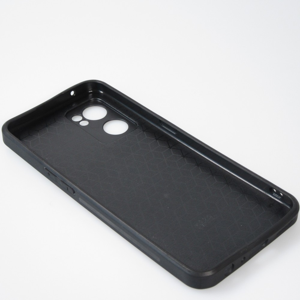 Coque OPPO Reno7 5G - Silicone rigide noir Wavy Rectangle Green Purple