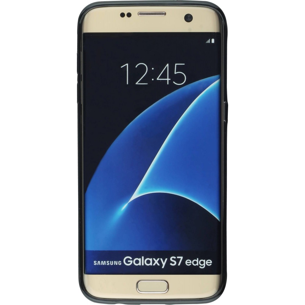 Coque Samsung Galaxy S7 edge - Silicone rigide noir Marbre Olive