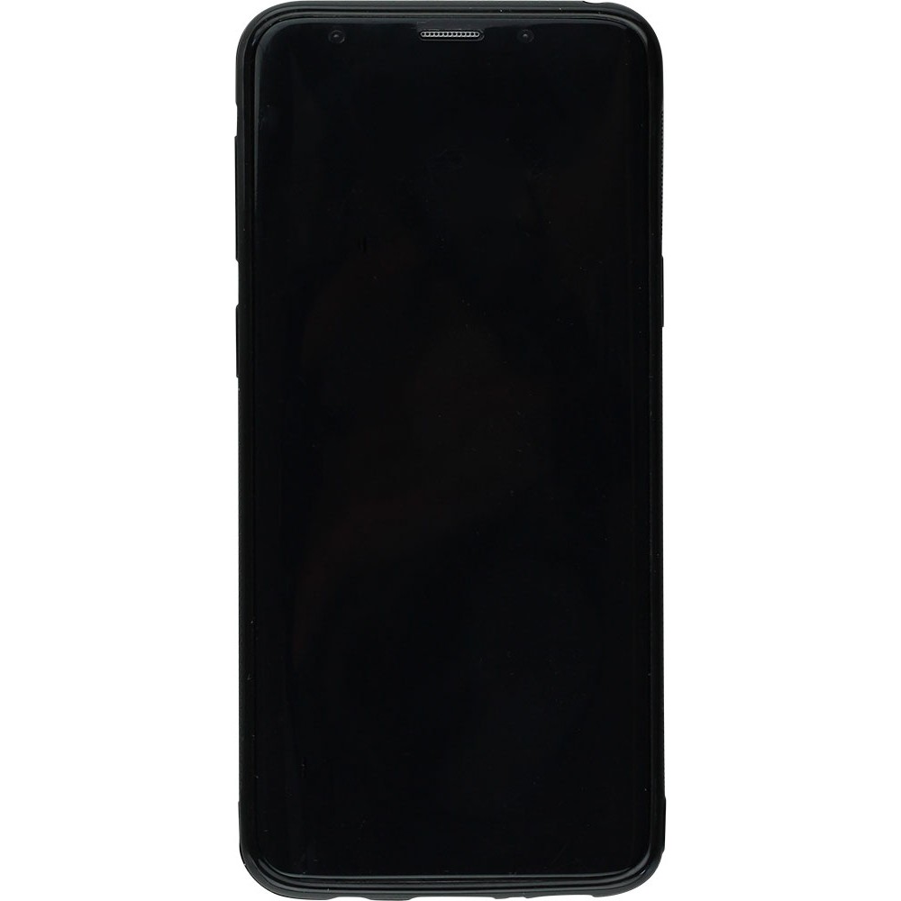 Samsung Galaxy S9 Case Hülle - Silikon schwarz Chat auf lila Hintergrund