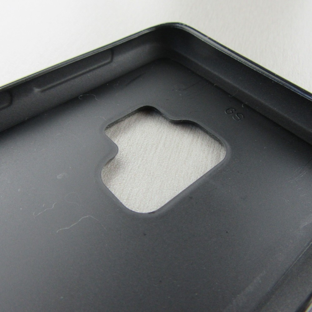 Samsung Galaxy S9 Case Hülle - Silikon schwarz Chat auf lila Hintergrund