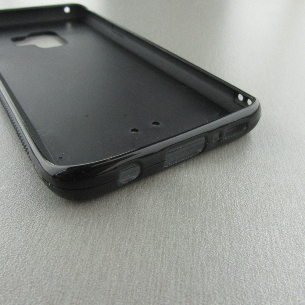 Samsung Galaxy S9 Case Hülle - Silikon schwarz Chat auf lila Hintergrund