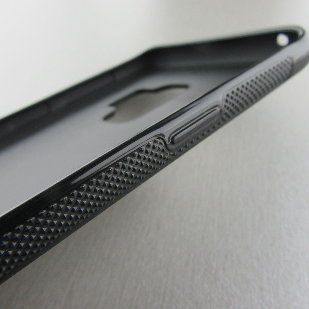 Samsung Galaxy S9 Case Hülle - Silikon schwarz Chat auf lila Hintergrund
