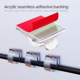 Set 50 clips adhésifs passe-câbles en plastique avec autocollant fixations murales améliorées pour gestion de câbles - Transparent