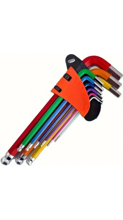 Set de clés hexagonales 9 pièces en acier chrome vanadium multi-tailles pour bricolage et réparations