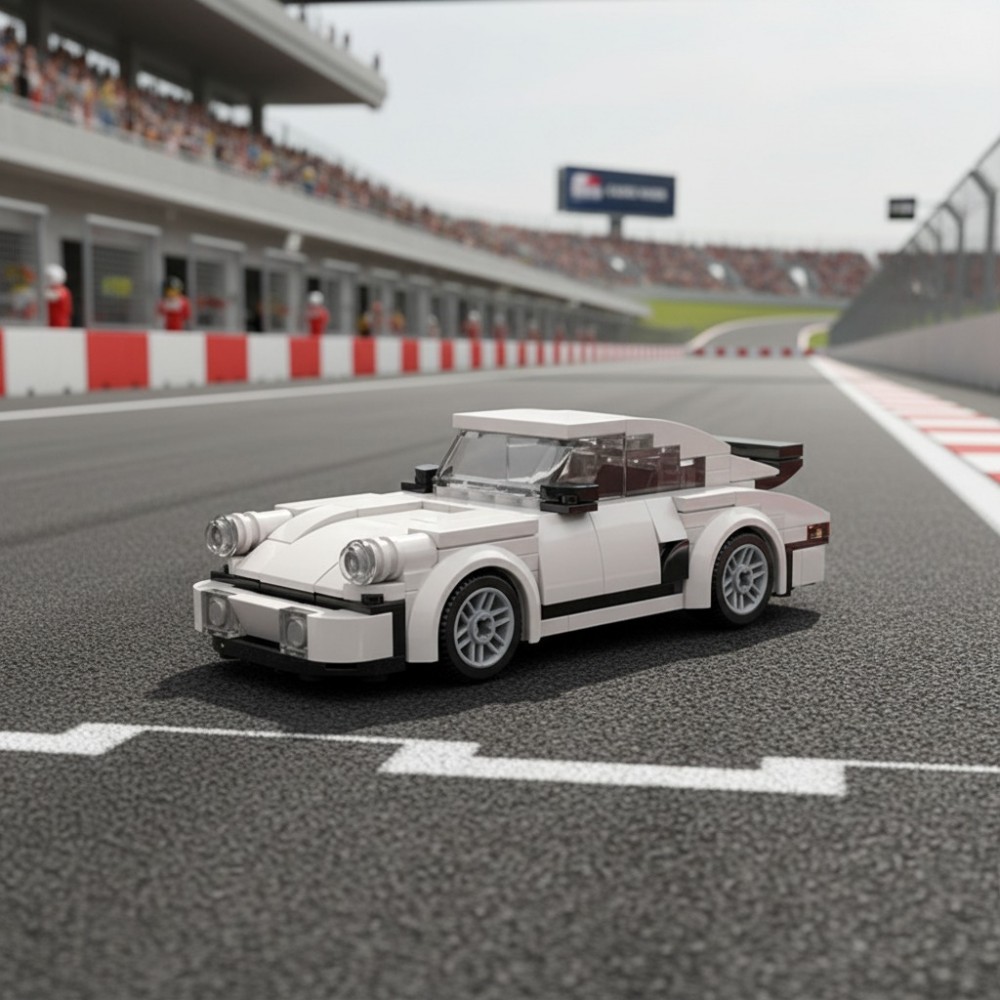 Set de construction voiture de course DIY blocs de construction miniatures puzzle cr&eacute;atif mod&egrave;le de voiture en petites briques (196 pi&egrave;ces) - Blanc