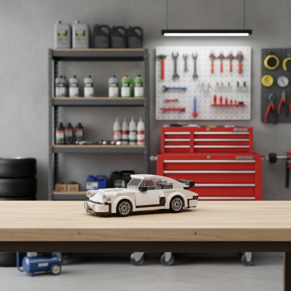 Set de construction voiture de course DIY blocs de construction miniatures puzzle cr&eacute;atif mod&egrave;le de voiture en petites briques (196 pi&egrave;ces) - Blanc