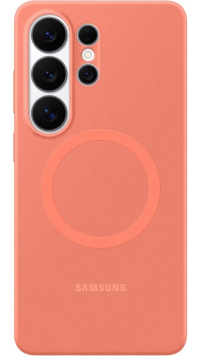 Galaxy S26 Ultra Case H&uuml;lle - Silicone Magnet Case leichter und dauerhafter Schutz - Coral Red