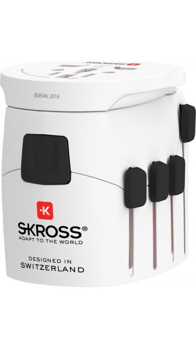 Skross World Adapter PRO adaptateur de voyage universel mondial 2 et 3 broches - Blanc