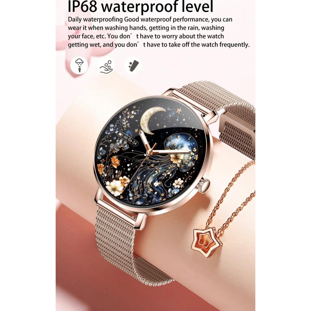 Smart Watch NX21 montre connectée avec écran tactile LED et programmes de sport / fitness / sommeil - Bracelet milanais - Argent