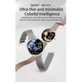 Smart Watch NX21 montre connectée avec écran tactile LED et programmes de sport / fitness / sommeil - Bracelet milanais - Argent