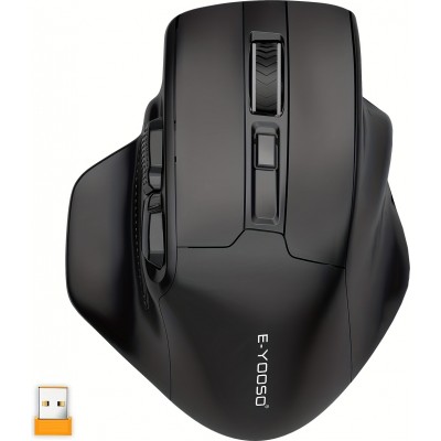 Souris de gaming sans fil E-YOOSO X-31 ergonomique 5 DPI avec adaptateur USB-A - Noir