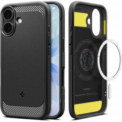Coque iPhone 17 - Spigen Rugged Armor MagFit compatible MagSafe résistante et durable - Noir