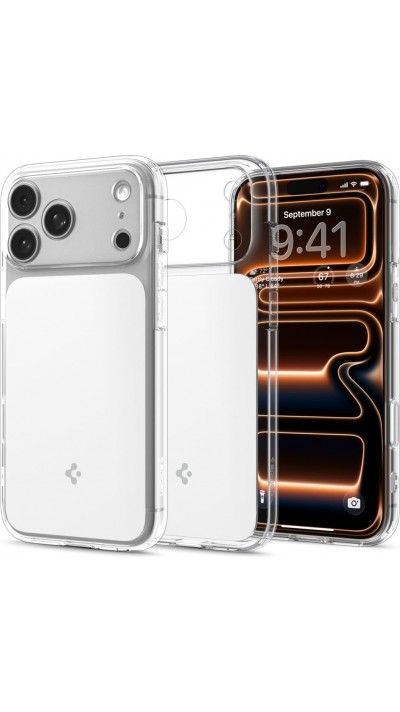 Coque iPhone 17 Pro Max - Spigen Ultra Hybrid T MagFit compatible avec MagSafe transparente et résistante - Transparent