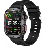 Sport smartwatch QX11 1.96 pouces 50 jours d'autonomie avec IA assistant vocal longue endurance boîtier solide pression d'oxygène sanguin surveillance du sommeil avec un écran TFT haute définition - Noir