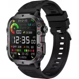 Sport smartwatch QX11 1.96 pouces 50 jours d'autonomie avec IA assistant vocal longue endurance bo&icirc;tier solide pression d'oxyg&egrave;ne sanguin surveillance du sommeil avec un &eacute;cran TFT haute d&eacute;finition - Noir