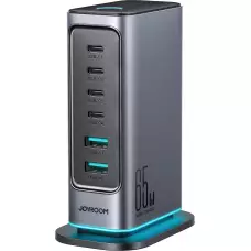 Station de charge GaN 65W Joyroom JR-TCM02 multi-ports 4x USB-C / 2x USB-A - Gris