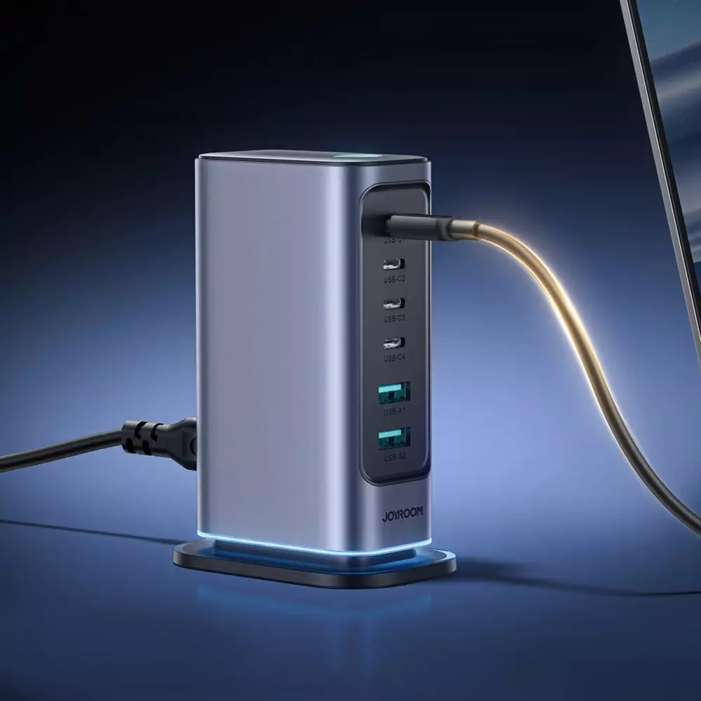 Station de charge GaN 65W Joyroom JR-TCM02 multi-ports 4x USB-C / 2x USB-A - Gris