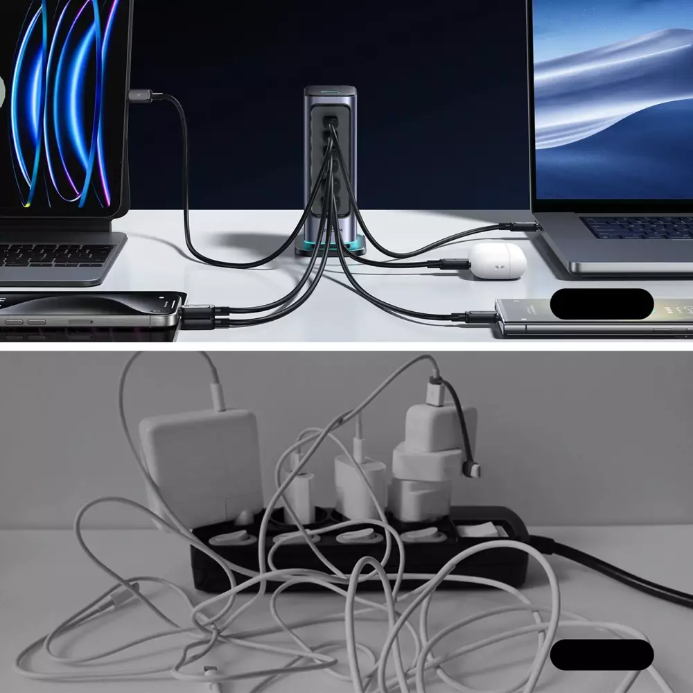 Station de charge GaN 65W Joyroom JR-TCM02 multi-ports 4x USB-C / 2x USB-A - Gris