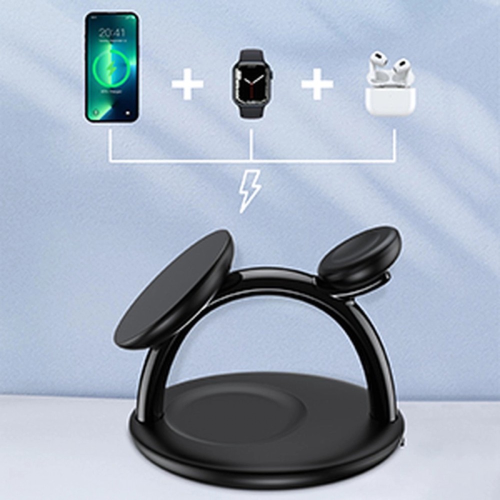 Station de charge magnétique Wireless 3-en-1 iPhone, Apple Watch et AirPods simultanément - Noir
