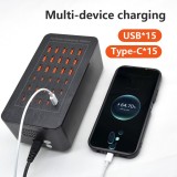150W USB-C und USB-A Mehrfach-Ladegerät mit 30 Ports für Smartphones, Tablets und Zubehör - Schwarz
