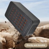 150W USB-C und USB-A Mehrfach-Ladegerät mit 30 Ports für Smartphones, Tablets und Zubehör - Schwarz