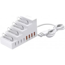 8-in-1 Schnellladestation 66W mit 4 USB- & 4 USB-C PD-Ports Handyhalter und Schreibtisch-Organizer - Weiss
