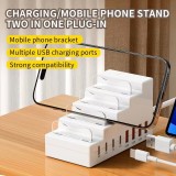 8-in-1 Schnellladestation 66W mit 4 USB- & 4 USB-C PD-Ports Handyhalter und Schreibtisch-Organizer - Weiss