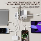 8-in-1 Schnellladestation 66W mit 4 USB- & 4 USB-C PD-Ports Handyhalter und Schreibtisch-Organizer - Weiss