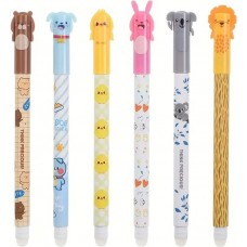 Blaue gel-wegwischbare Stifte mit niedlichen Tieren und Nachfüllungen für Schule/Büro (6er Set)
