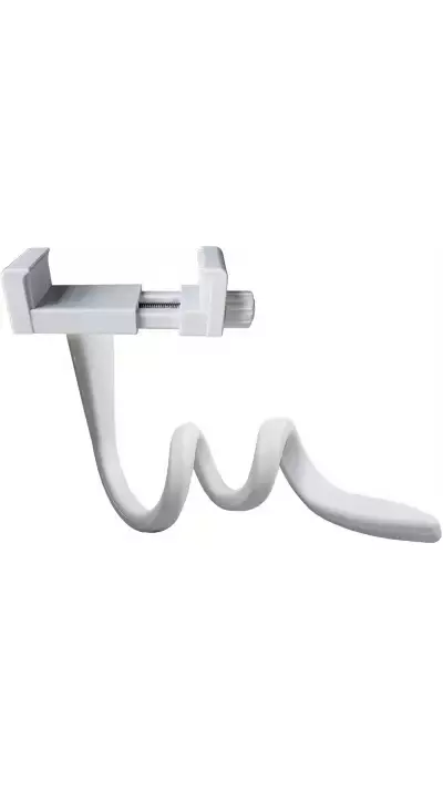 Support flexible universel baby phone pour téléphone ou caméra pivotant en silicone ajustable à différentes surfaces - Blanc
