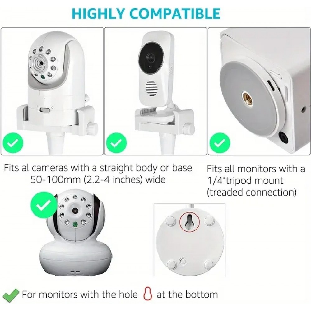 Flexible Universalhalterung für Babyphone, Telefon oder Kamera, aus Silikon, schwenkbar und an verschiedene Oberflächen anpassbar  - Weiss