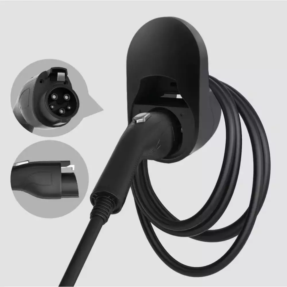 Wandhalterung f&uuml;r E-Auto Ladekabel Typ 1 Parkhalter zur sicheren Aufbewahrung des Ladekabels - Schwarz