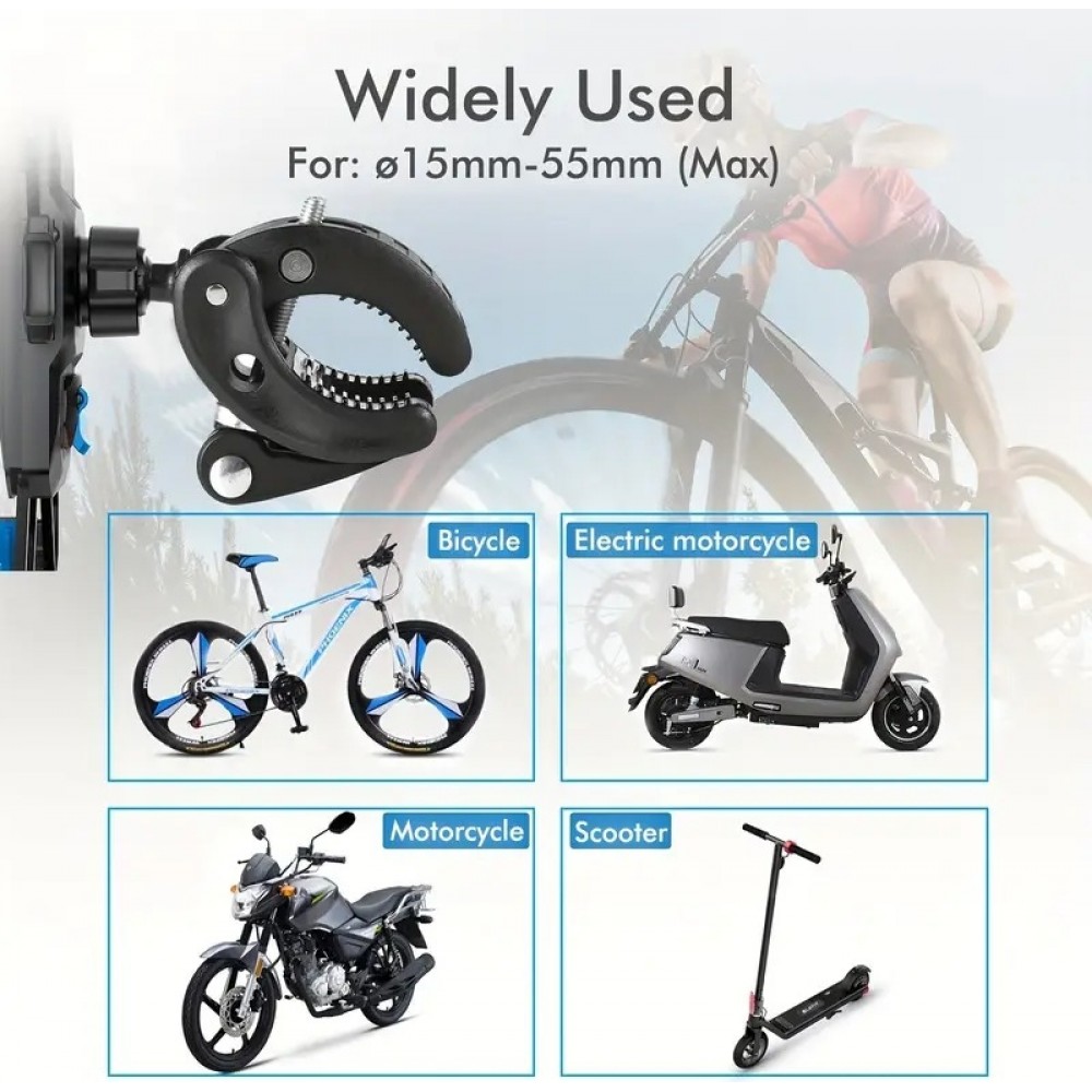 Support téléphone 4 griffes antichoc fixation guidon vélo moto poussette ou scooter robuste et sécurisé - Noir