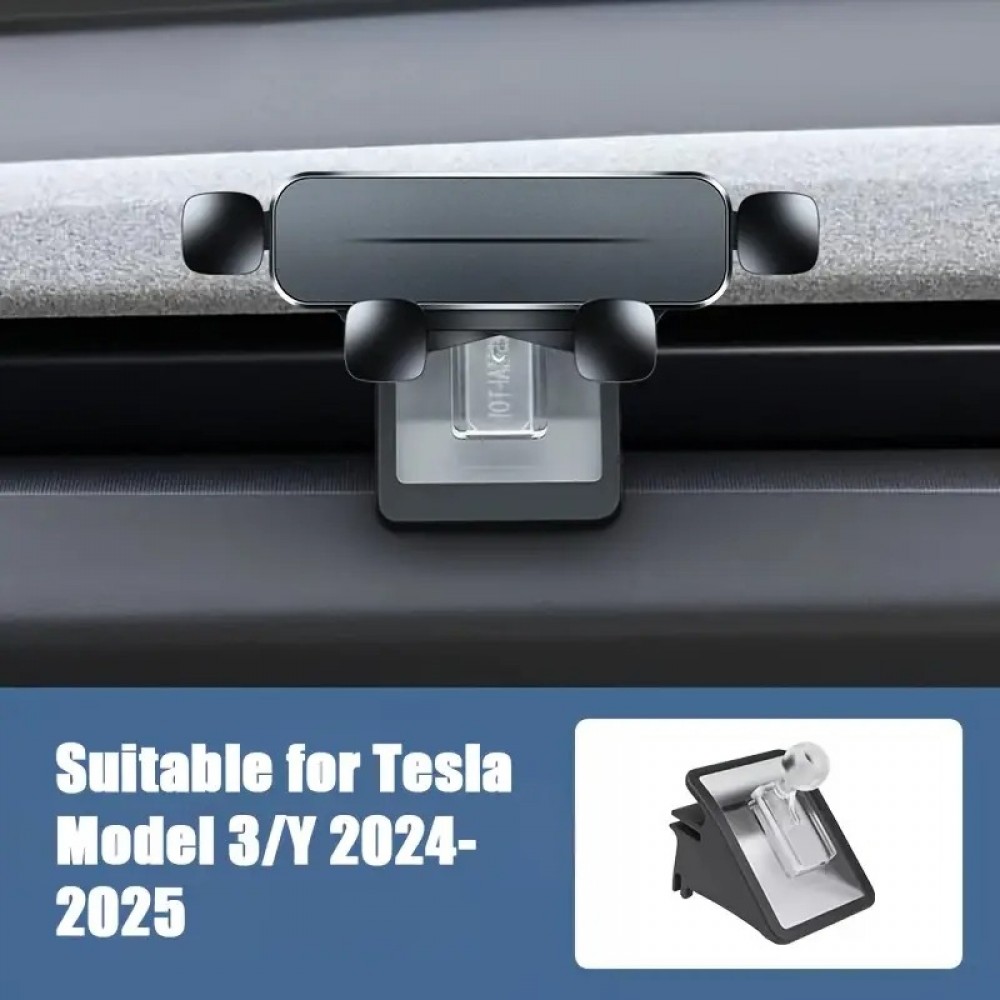 Support téléphone voiture Tesla Model 3/Y (2024-2025) fixation solide montage intégré design spécifique Tesla - Noir