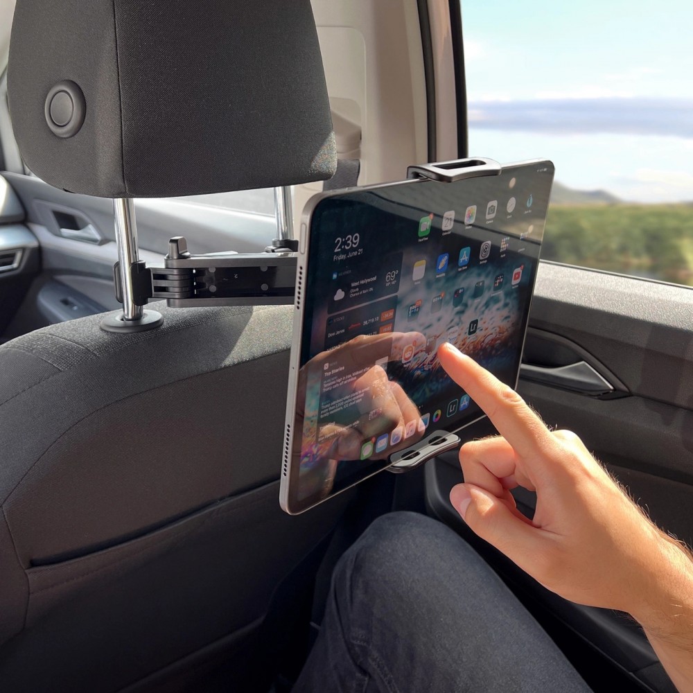 Support Wozinsky pour voiture d'appuie-tête réglable pour smartphone ou tablette adaptation universelle avec rotation à 360° - Noir