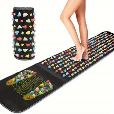 Tapis de massage pieds pliable pour acupuncture réflexologie circulation (120 x 35 cm) - Noir